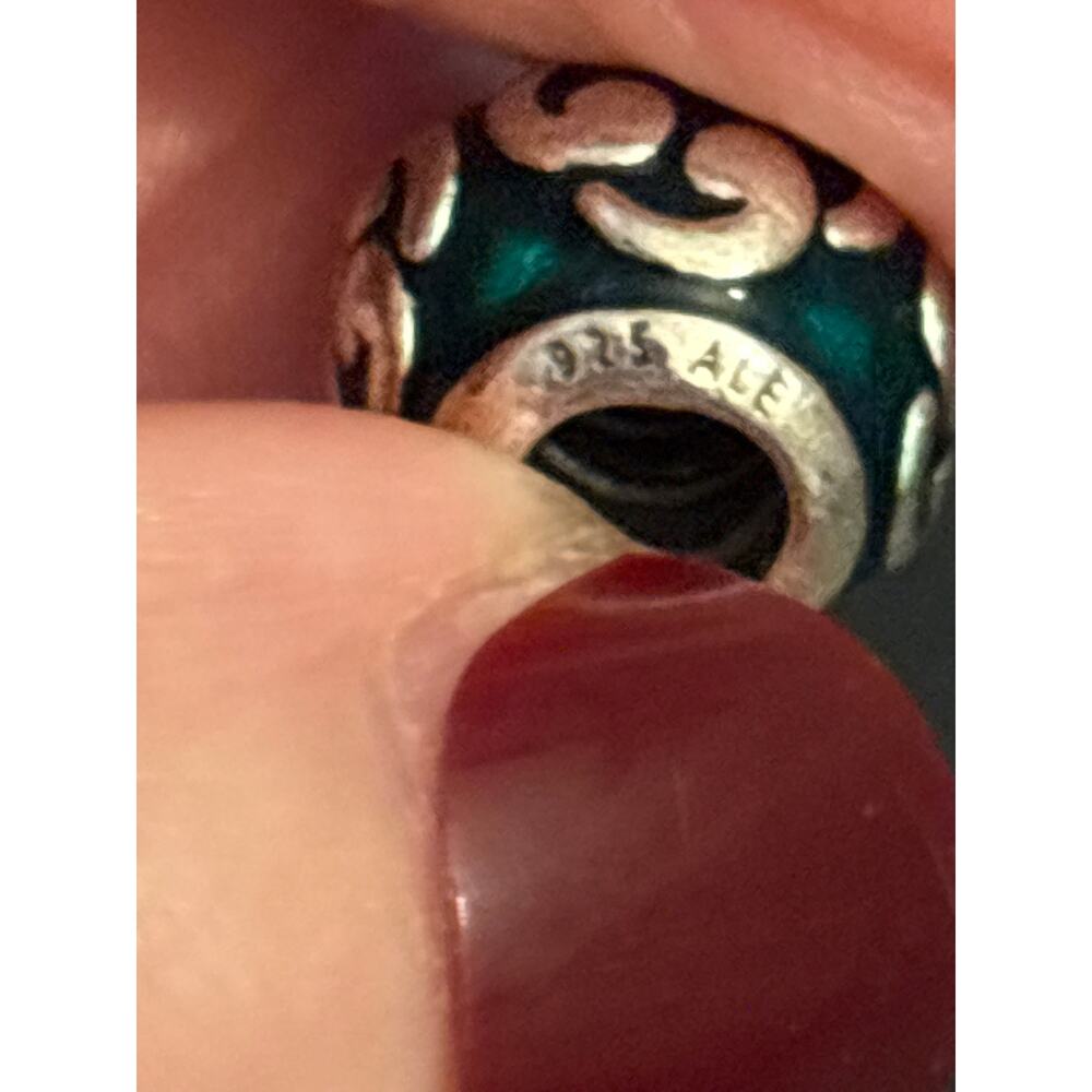 Pandora 925 ALE Green Enamel Swirl Charm Sterling Silver - Picture 3 of 5